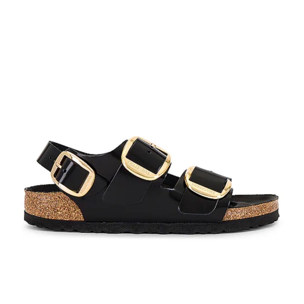 Birkenstock Milano Big Buckle High Shine Sandal in Black